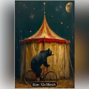Whimsical Circus Bear Stretched Canvas
